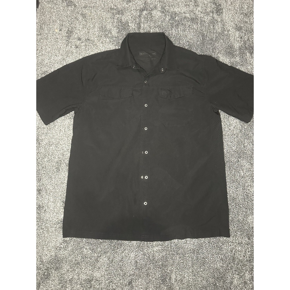 5.11 Tactical Shirt Mens Medium Black Short Sleeve Button Up Utility Outdoor
